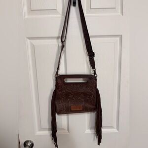 Wrangler Brown Crossbody Bag with Fringe